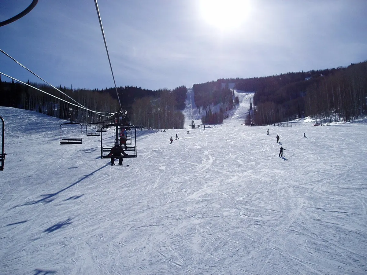 Chairlift and ski slopes at Sunlight Mountain Resort, Colorado, United States
