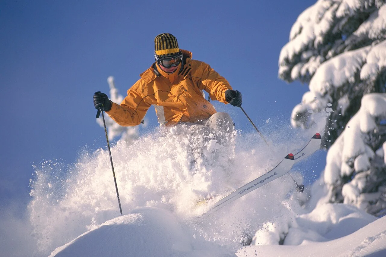 A skier in the snow at Bear Valley