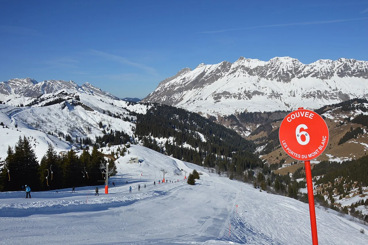 View of the Les Portes du Mont-Blanc ski area