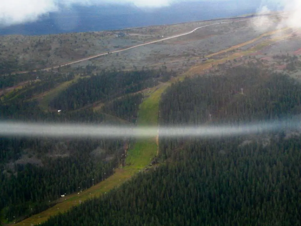 Levi Black pista in an aerial photo taken in the summer of 2004. Kittilä, Finland.
