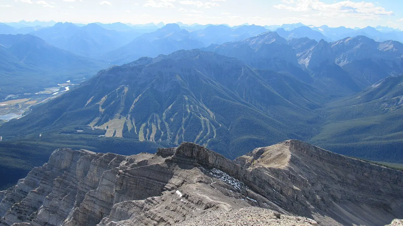 Mt. Norquay is a mountain and ski resort in Banff National Park, seen from Cascade Summit