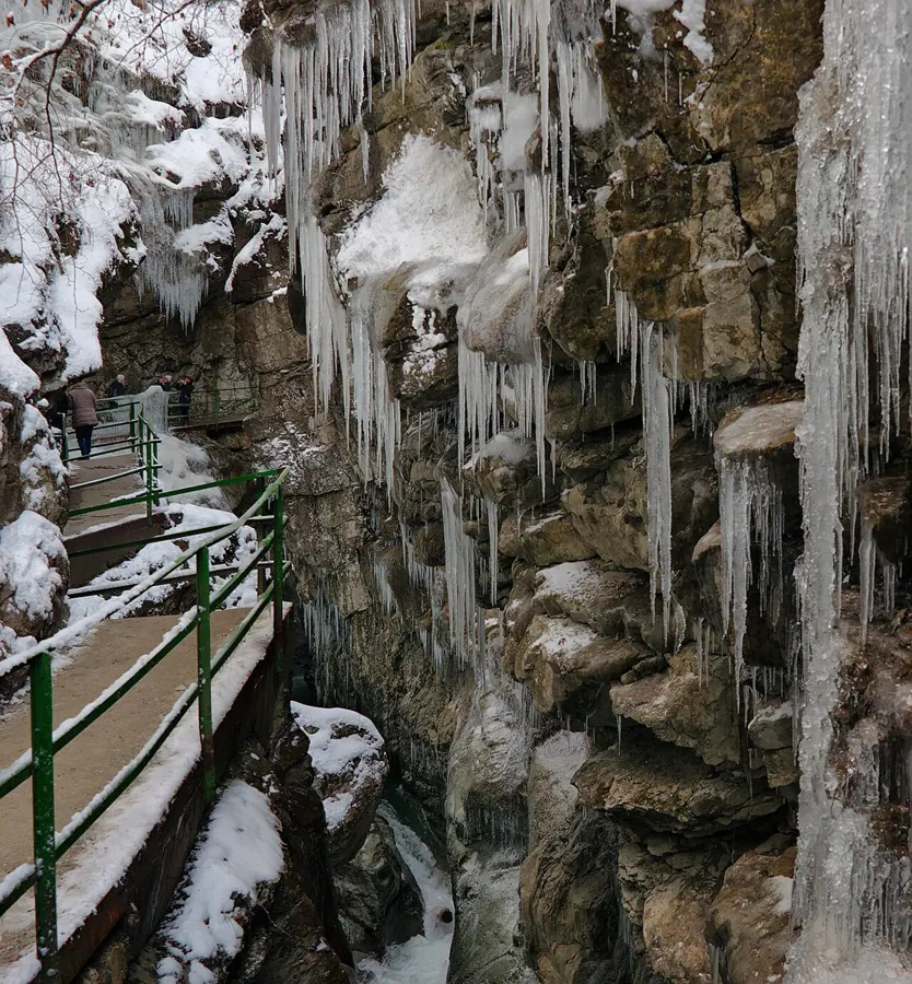 Breitachklamm gorge west of Oberstdorf in winter, Bavaria, Germany (wider destination area; not necessarily the ski slopes)