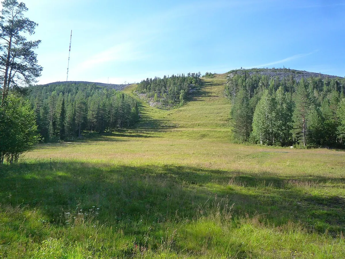The Pyhä downhill ski slopes in the summer. Pyhä, Lapland, Finland