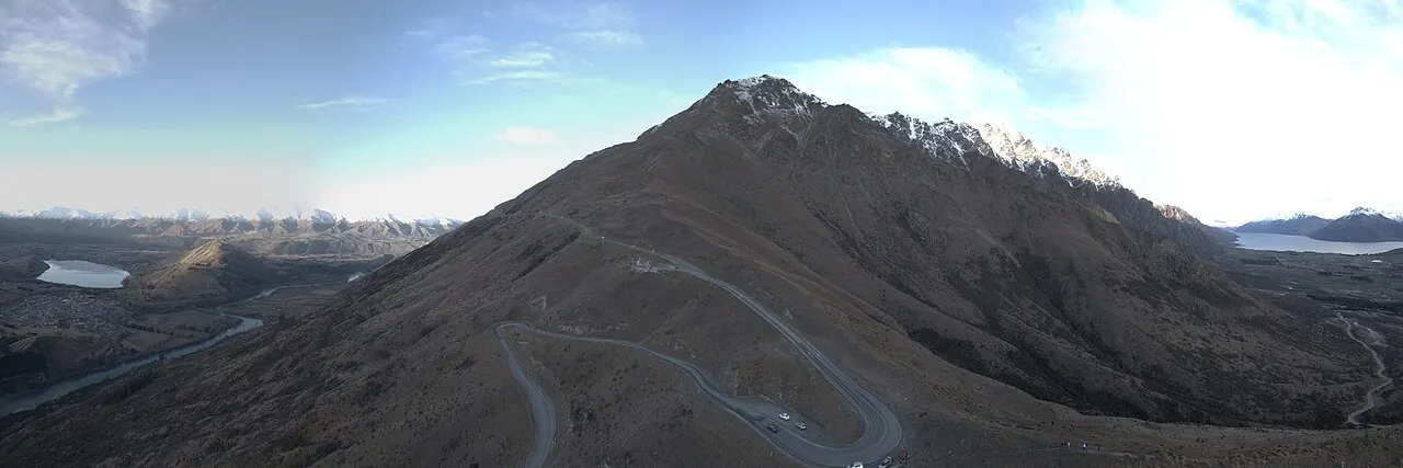 Mountain panorama from the road to The Remarkables ski field, New Zealand