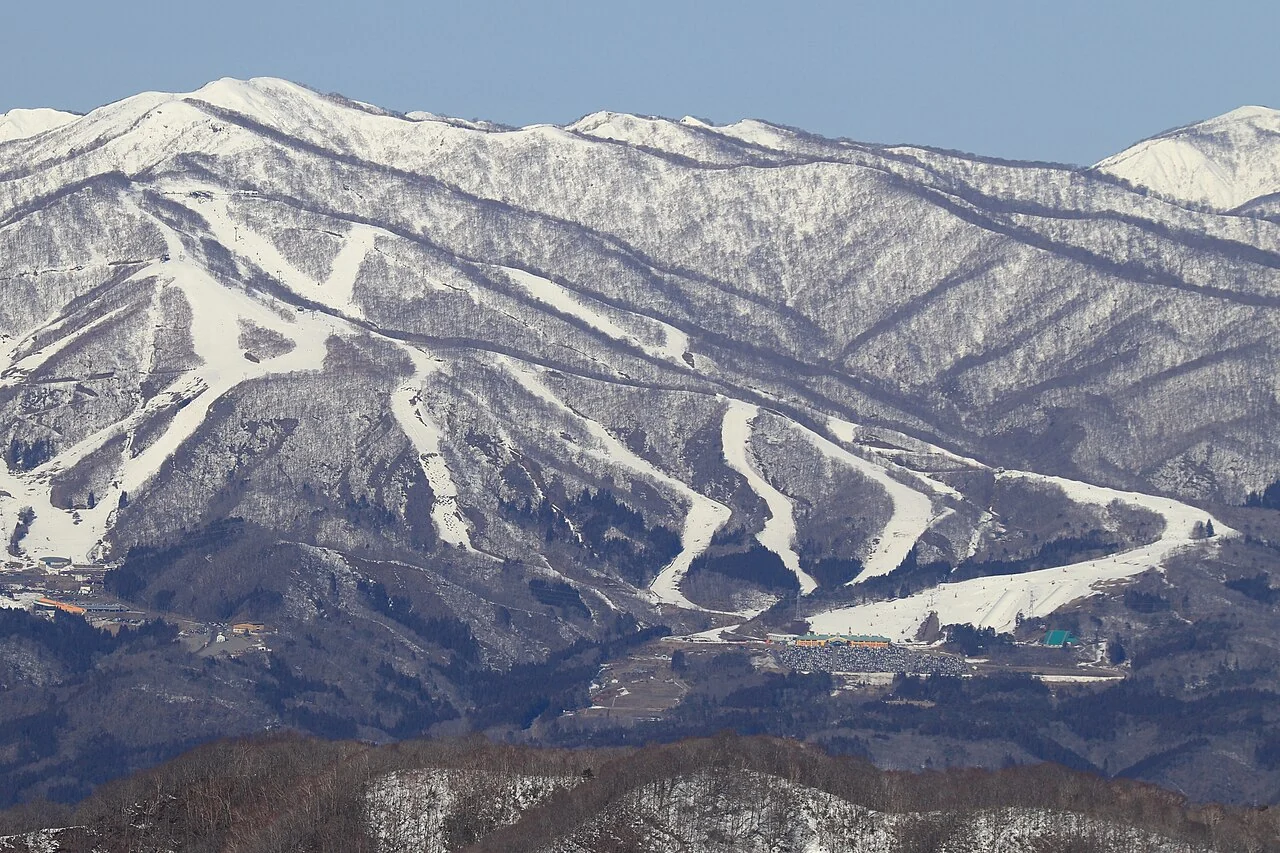 Snow-covered runs at Takasu Snow Park on Mount Dainichi, Gifu