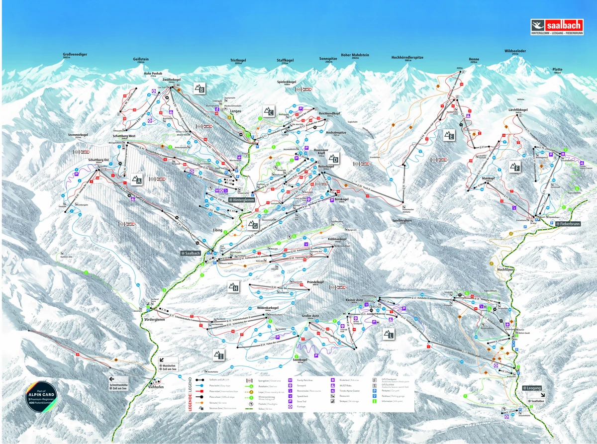 Official piste map · Saalbach Hinterglemm · 2026–2027 — ski runs and lifts