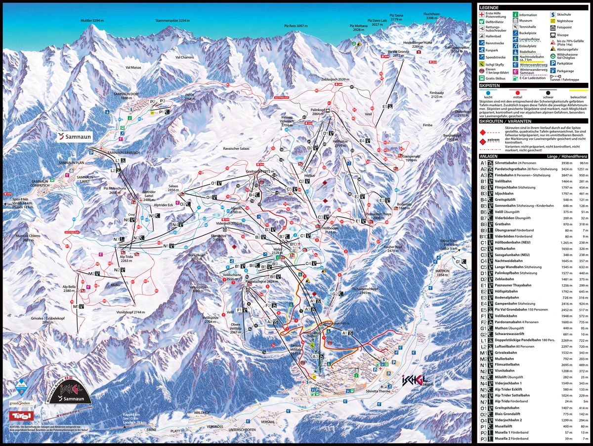 Official piste map · Ischgl · 2025–2026 — ski runs and lifts