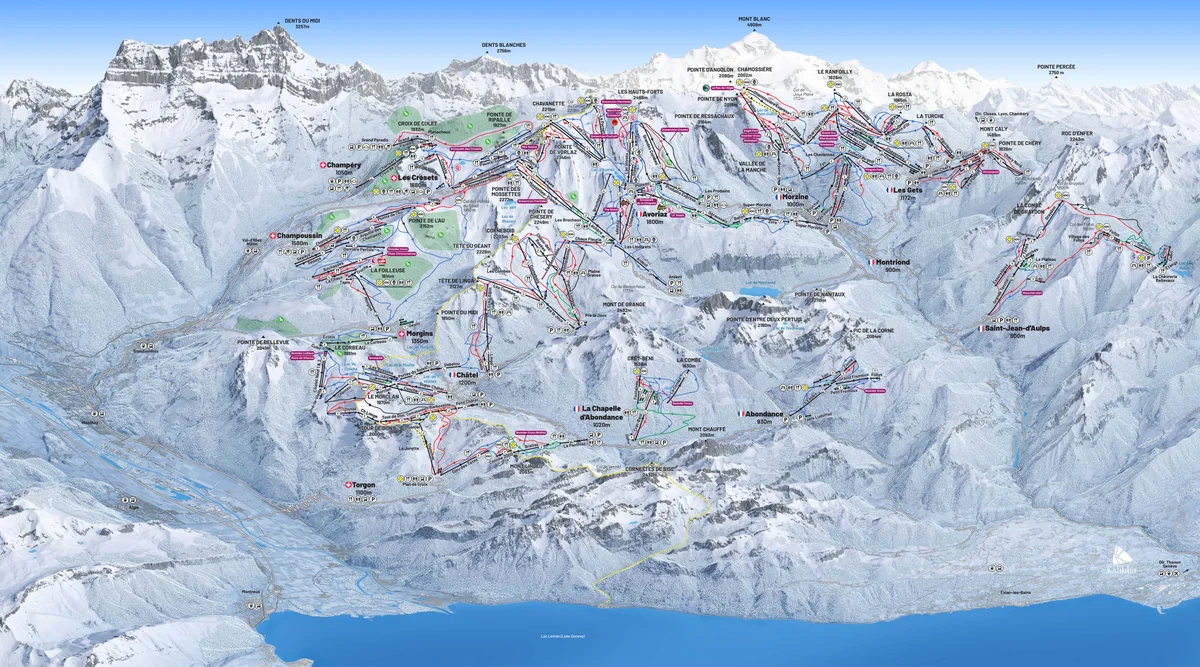 Official panoramic piste map of Châtel showing ski runs and lifts