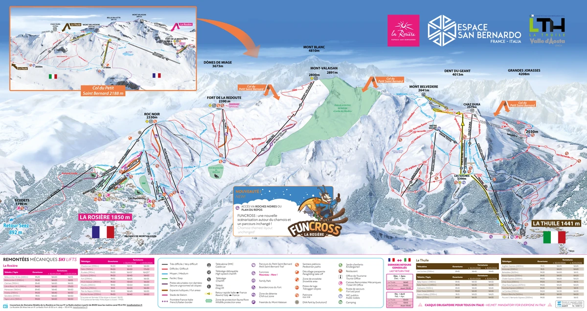 Official piste map · La Thuile ski · 2025–2026 — ski runs and lifts
