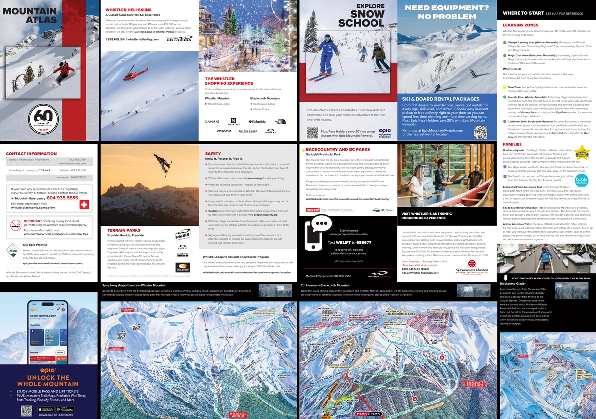 Official piste map · Whistler Blackcomb · 2025–2026 · Insets and guide — ski runs and lifts
