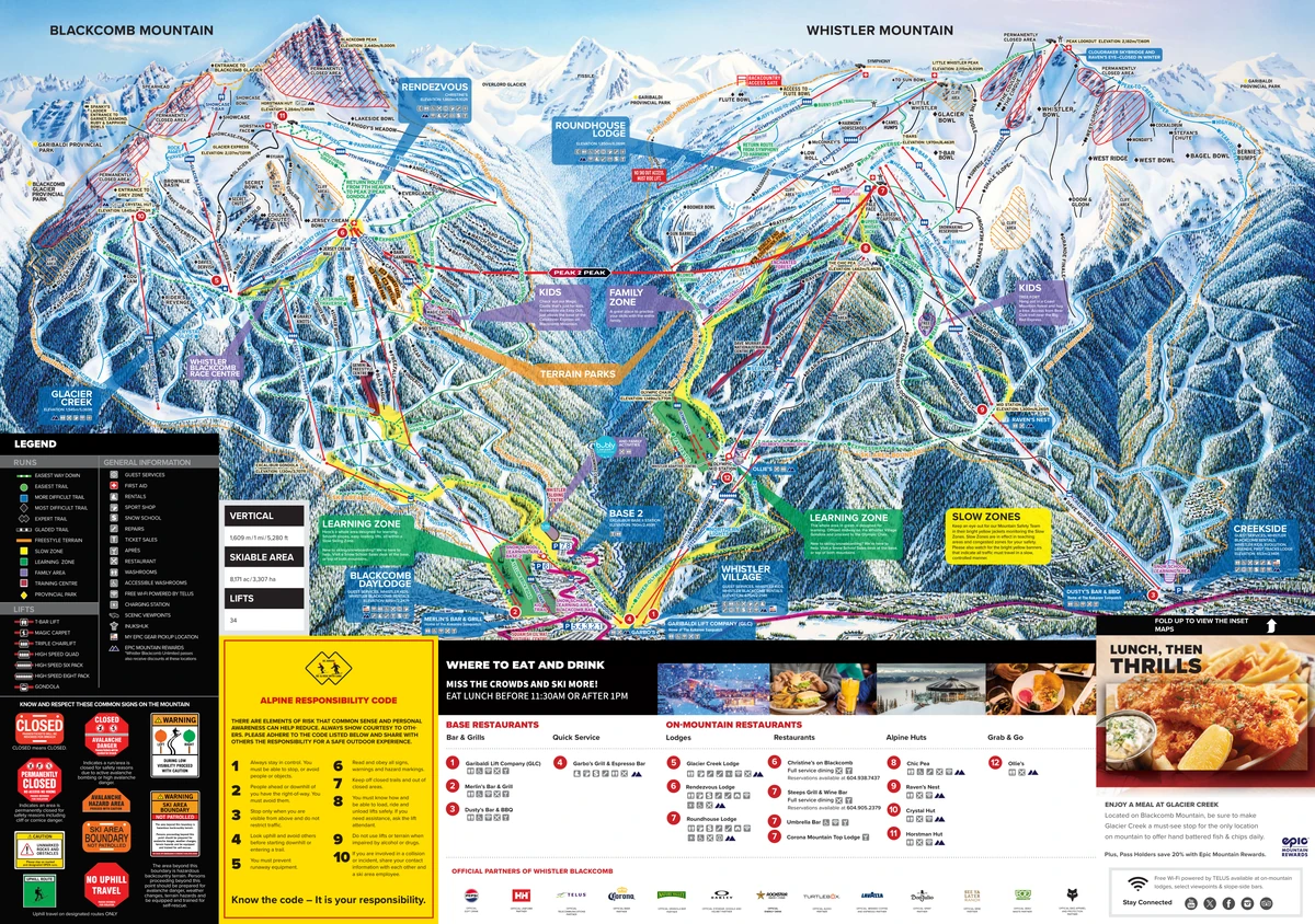 Official piste map · Whistler Blackcomb · 2025–2026 — ski runs and lifts