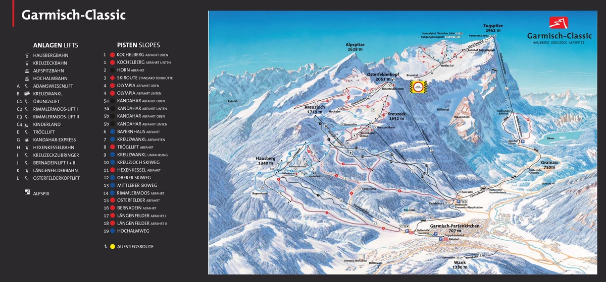 Official piste map · Garmisch Classic — ski runs and lifts