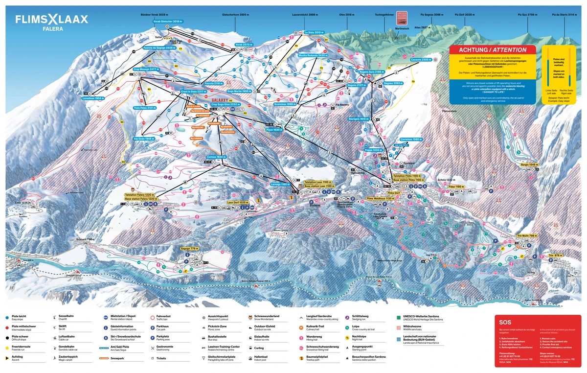 Official piste map · Laax · 2025–2026 — ski runs and lifts