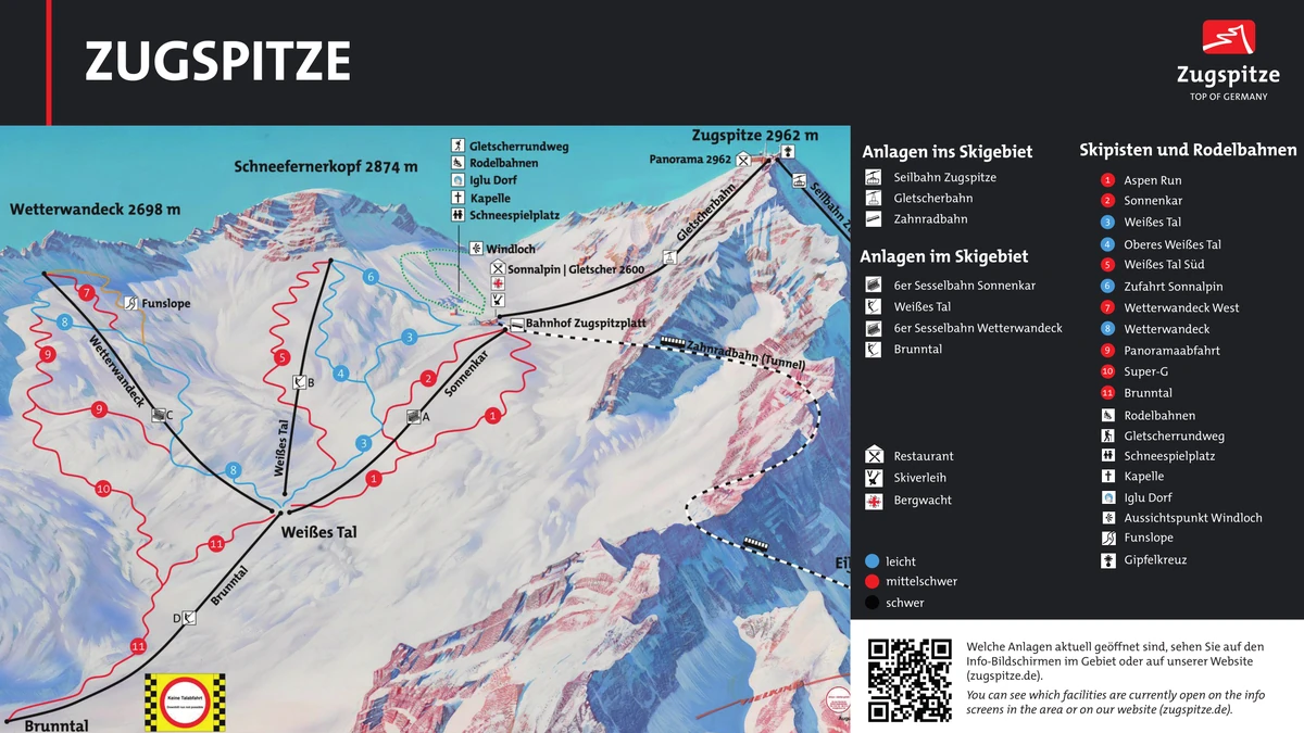 Official piste map · Zugspitze — ski runs and lifts