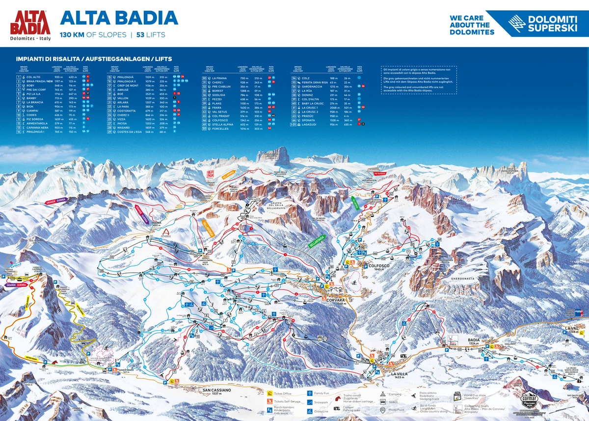 Official piste map · Alta Badia · 2025–2026 — ski runs and lifts