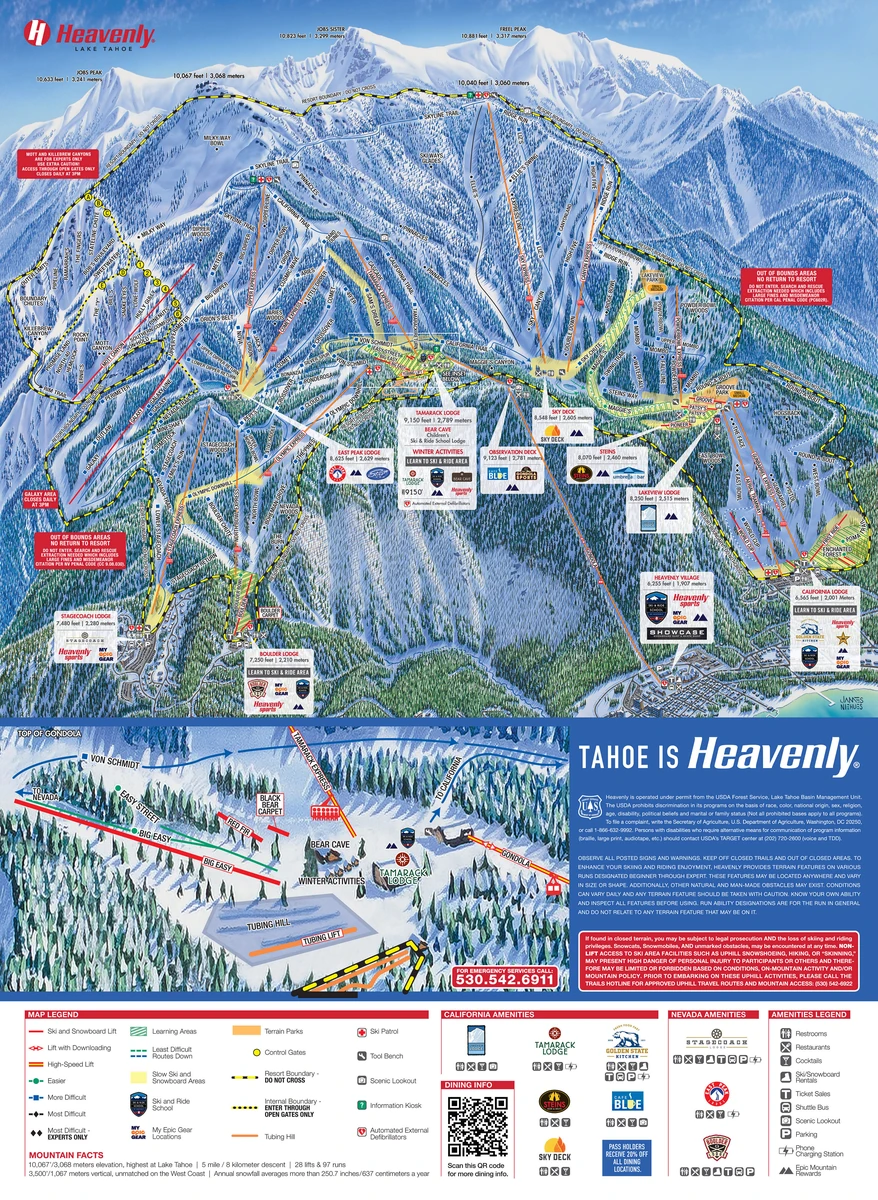 Official piste map · Heavenly — ski runs and lifts
