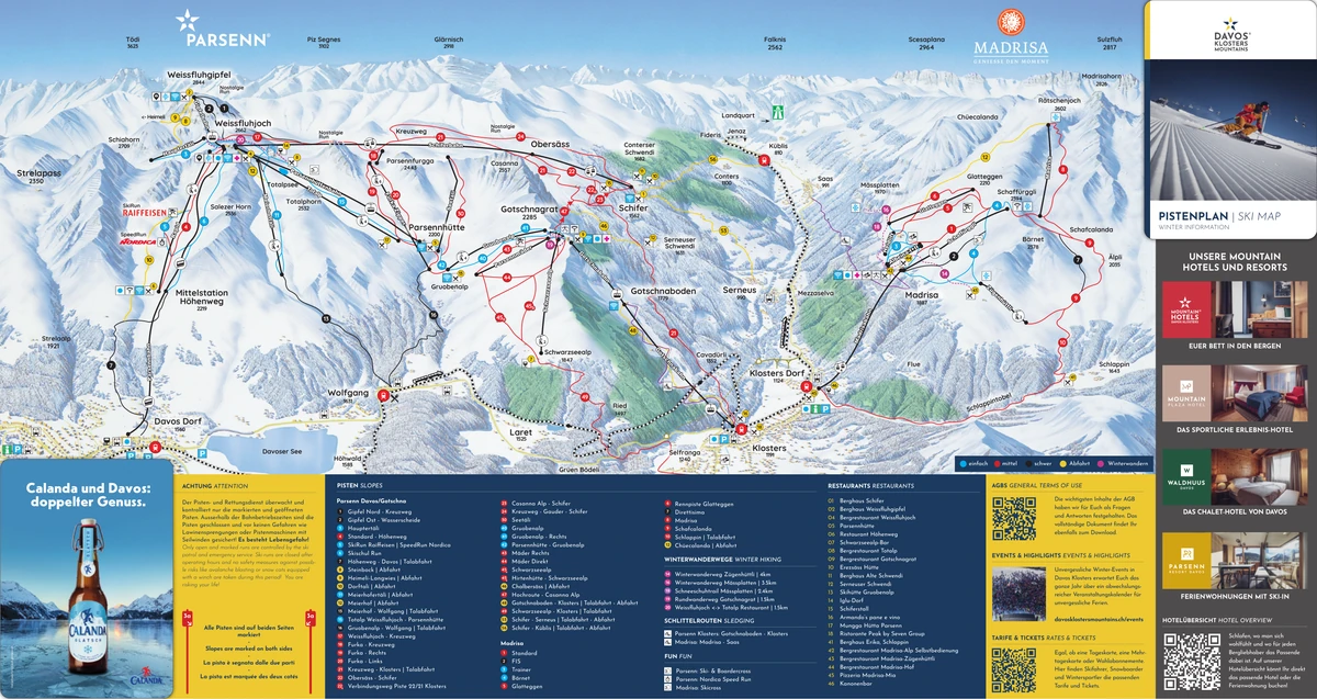 Official piste map · Davos Klosters · 2025–2026 · Parsenn / Madrisa — ski runs and lifts