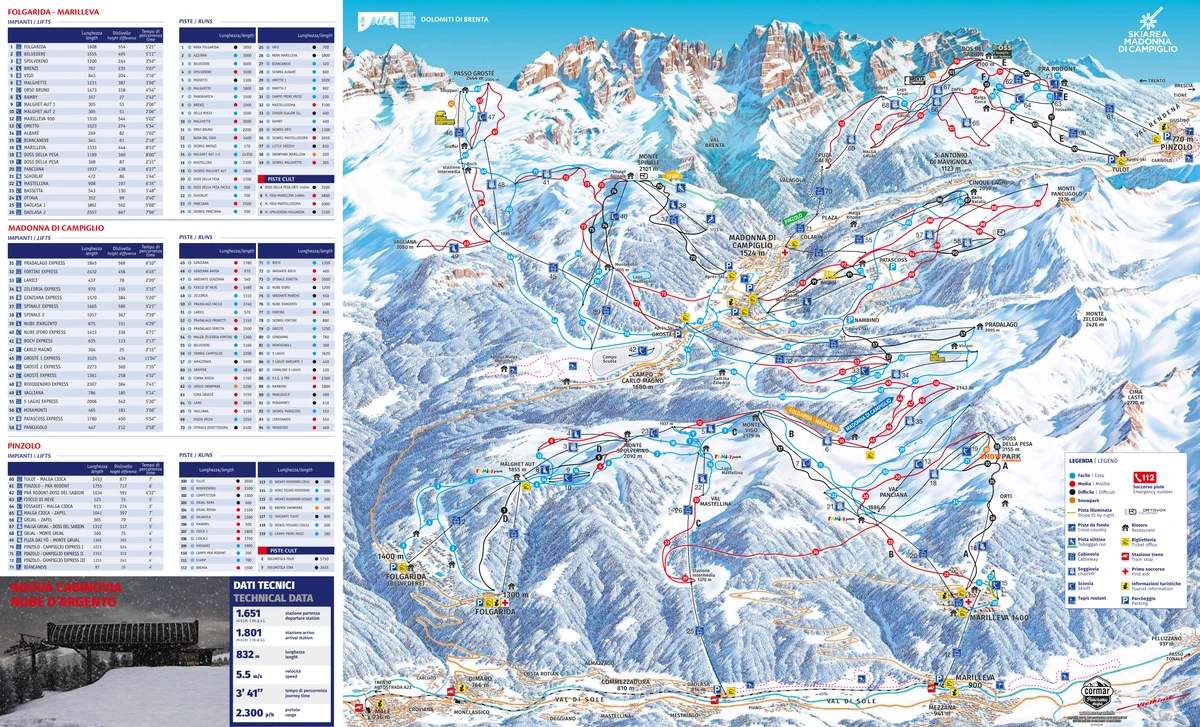 Official piste map · Folgarida Marilleva — ski runs and lifts