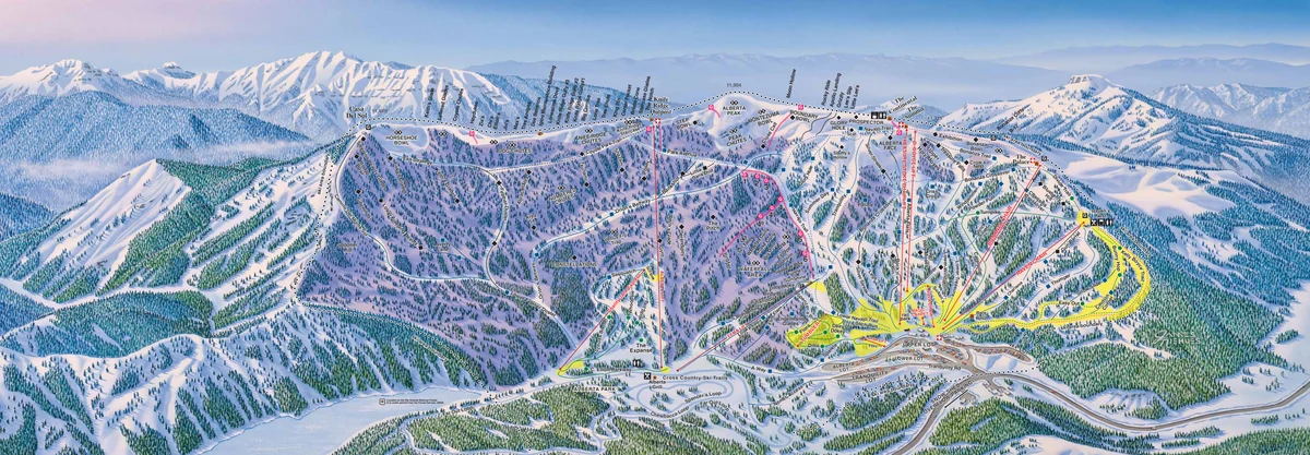 Official panoramic piste map of Wolf Creek Ski Area showing ski runs and lifts