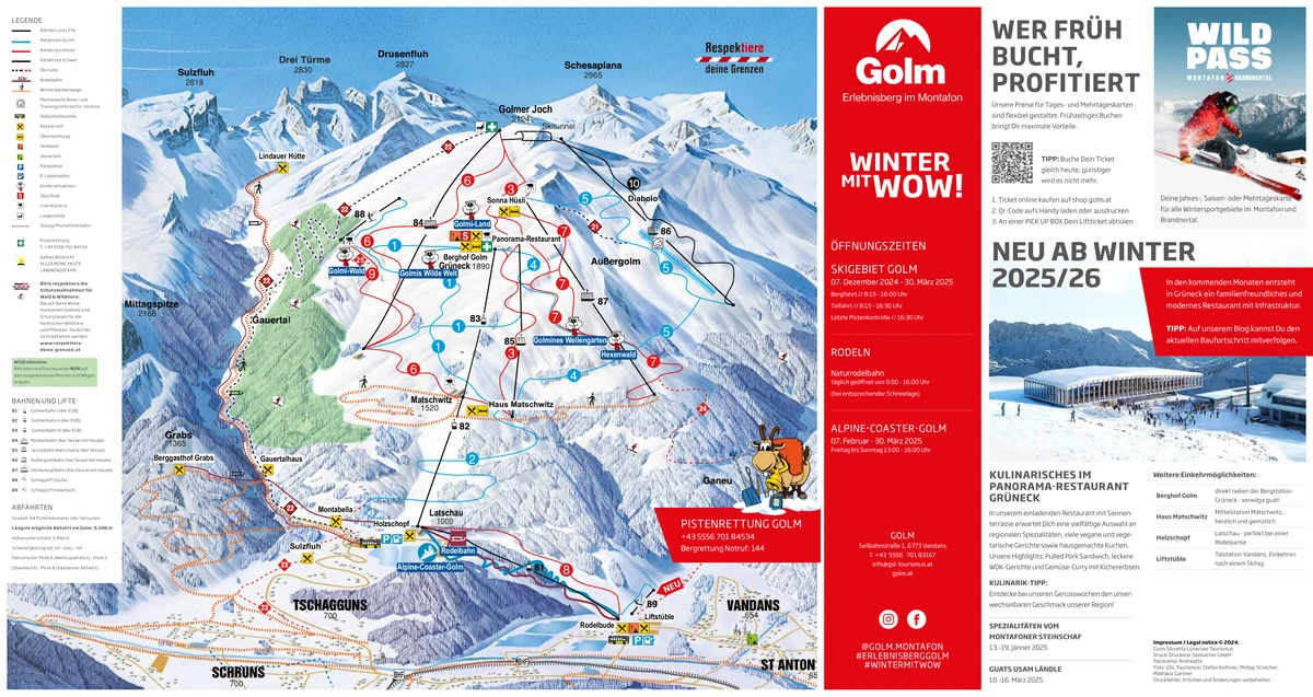 Official piste map · Golm · 2024–2025 — ski runs and lifts