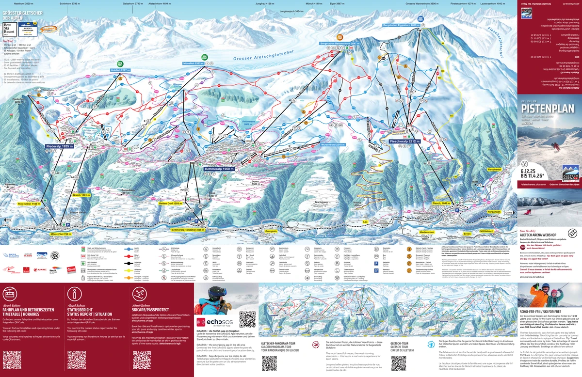 Official piste map · Aletsch Arena · 2025–2026 — ski runs and lifts