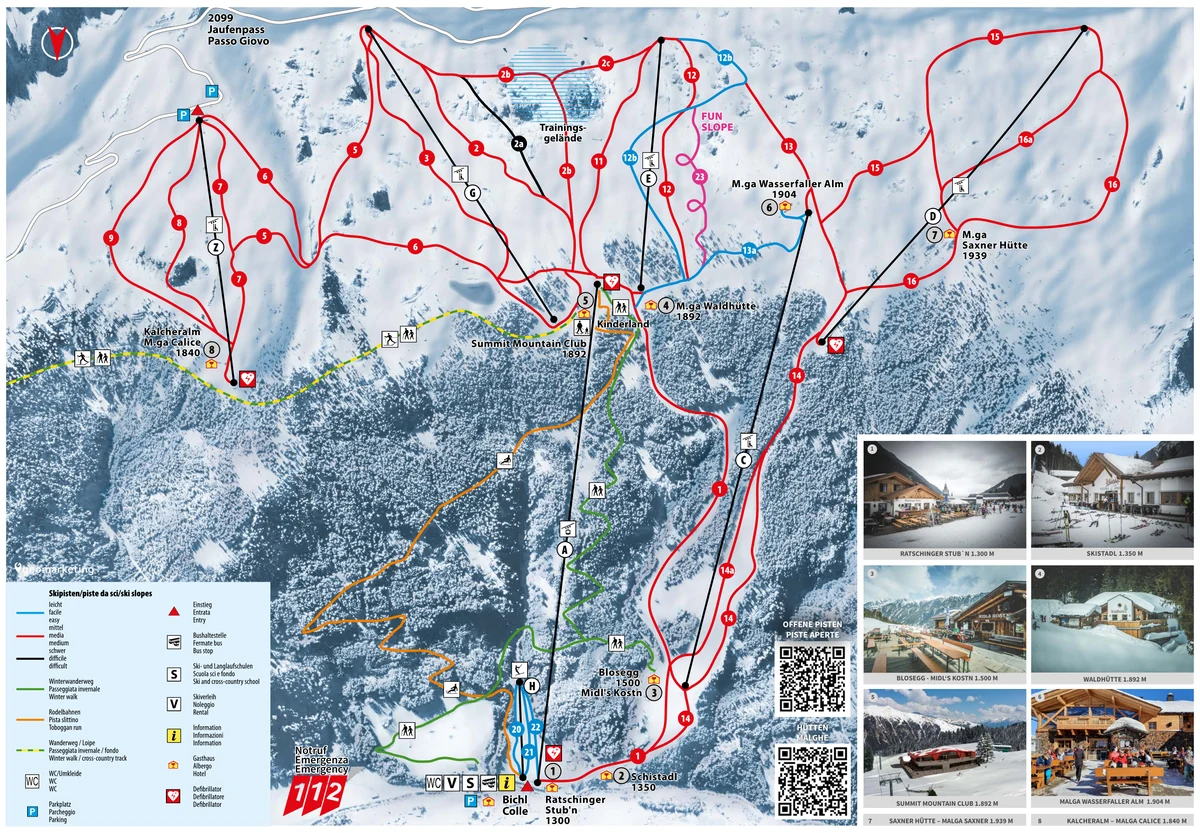 Official panoramic piste map of Ratschings-Jaufen showing ski runs and lifts