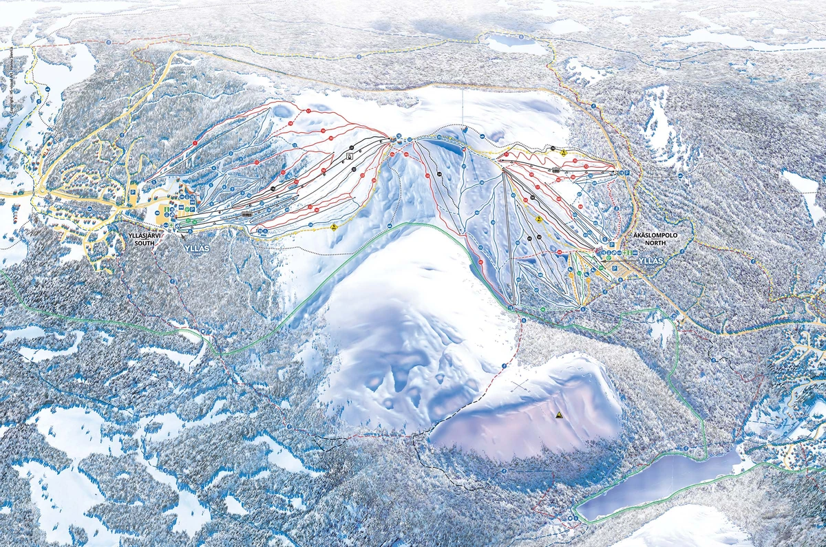 Official piste map · Ylläs — ski runs and lifts