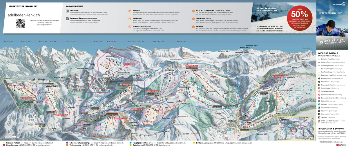 Official piste map · Adelboden Lenk · 2026–2027 — ski runs and lifts