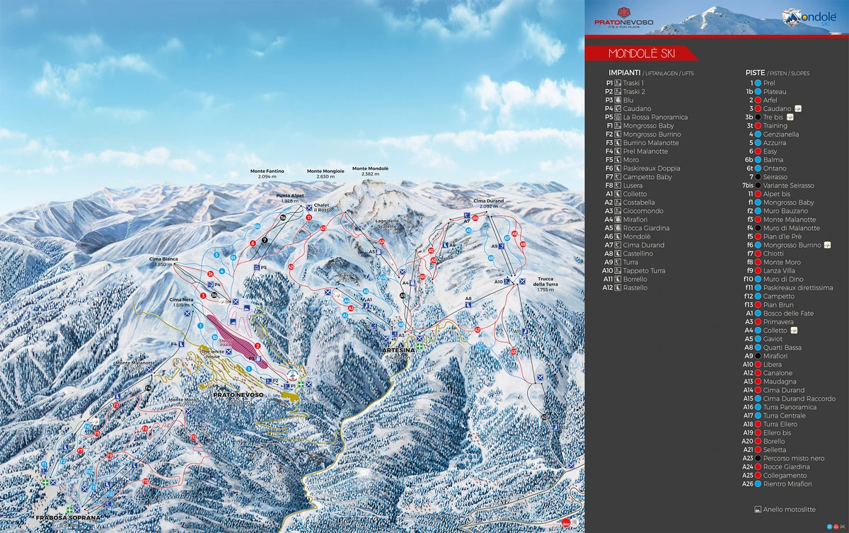 Official piste map · Artesina — ski runs and lifts