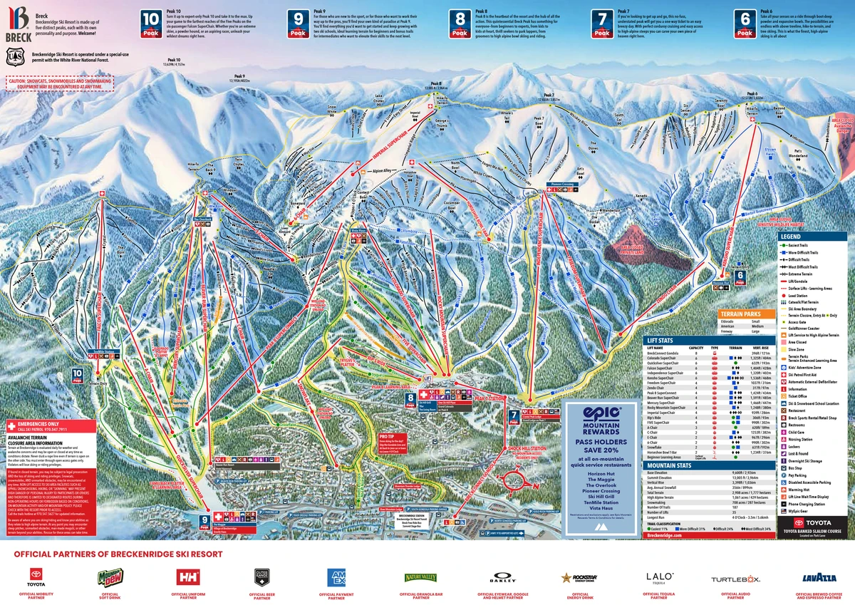 Official piste map · Breckenridge · 2025–2026 — ski runs and lifts