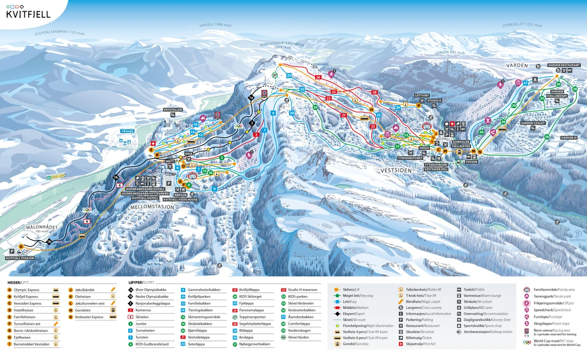 Official piste map · Kvitfjell — ski runs and lifts
