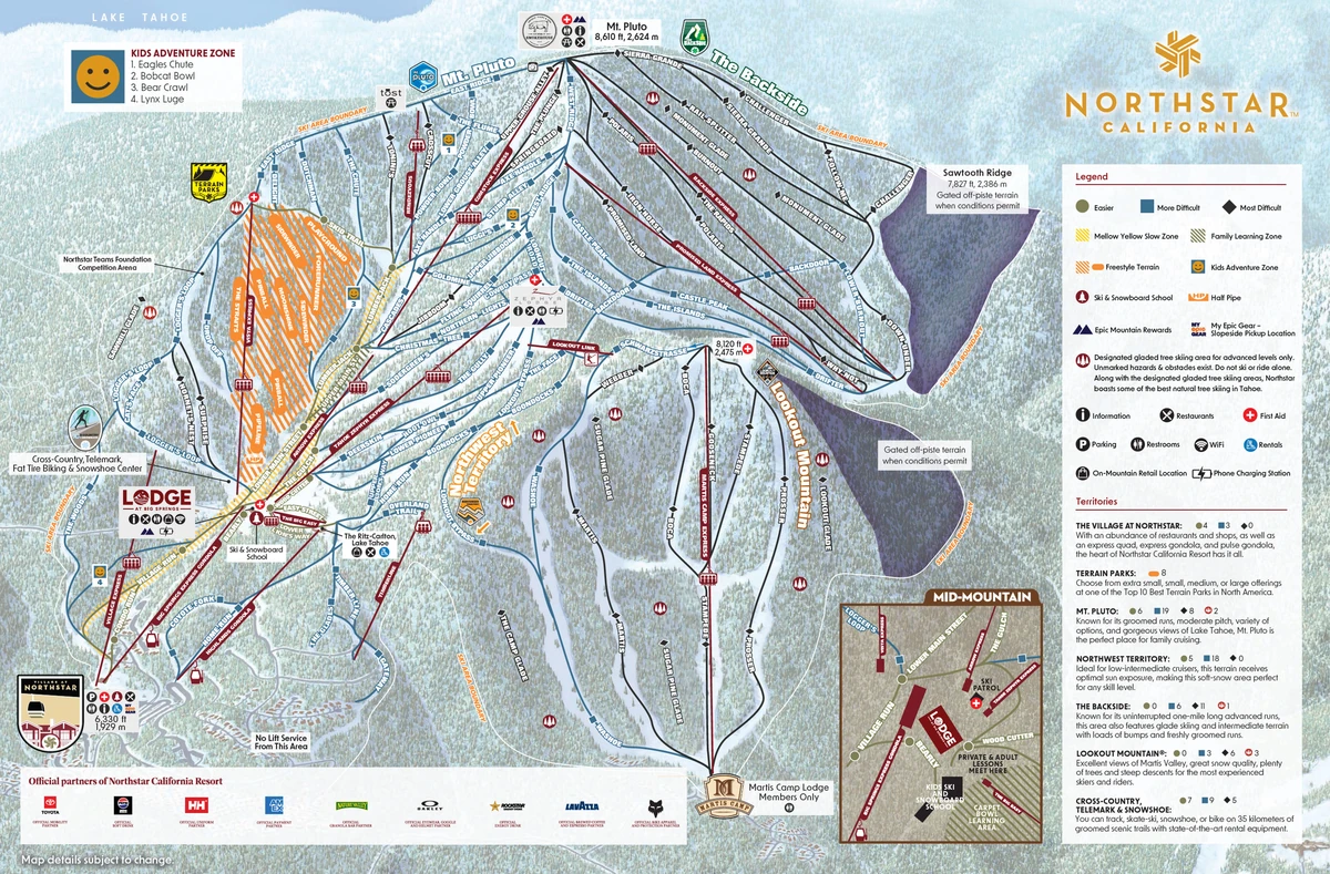 Official piste map · Northstar at Tahoe Resort · 2025–2026 — ski runs and lifts
