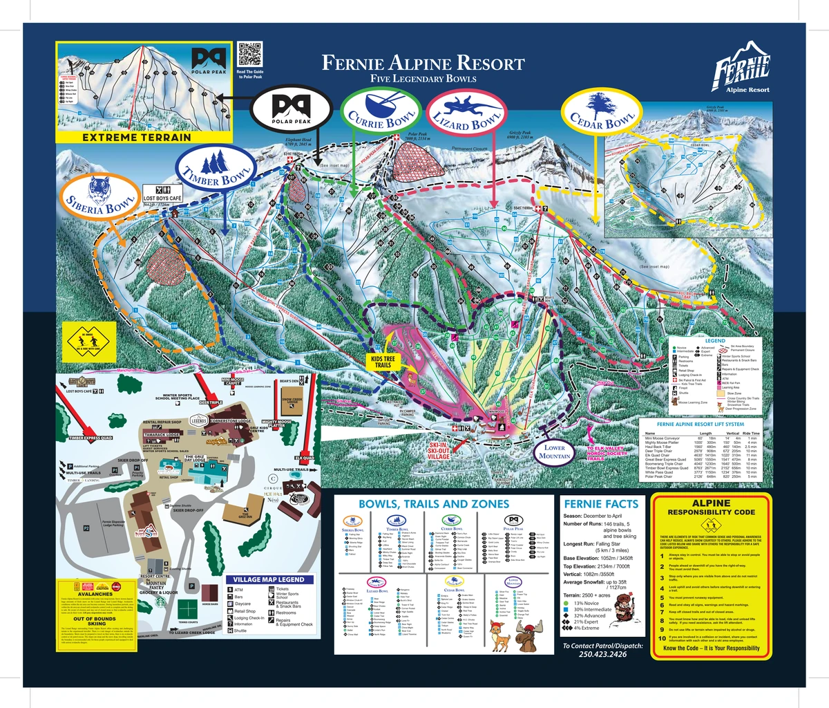 Official piste map · Fernie Alpine Resort · 2025–2026 — ski runs and lifts