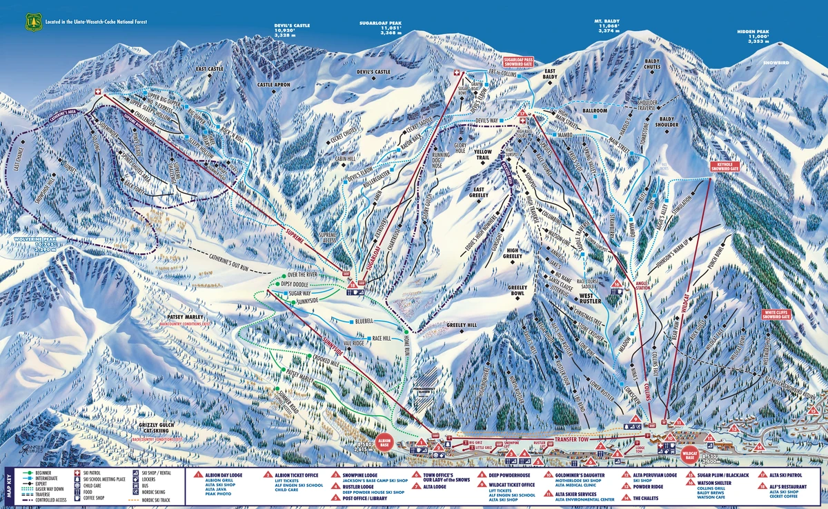 Official piste map · Alta · 2025–2026 — ski runs and lifts