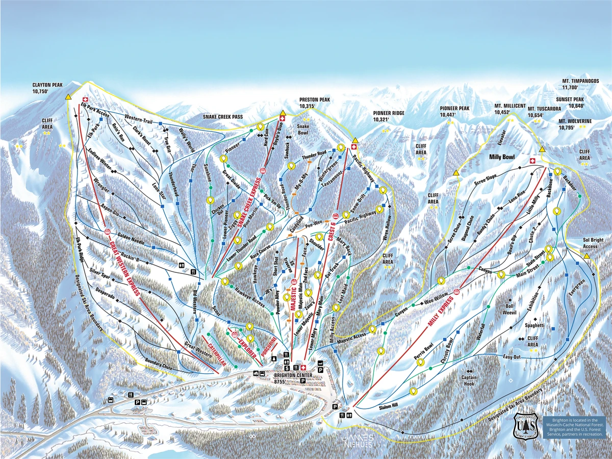 Official piste map · Brighton · 2025 — ski runs and lifts