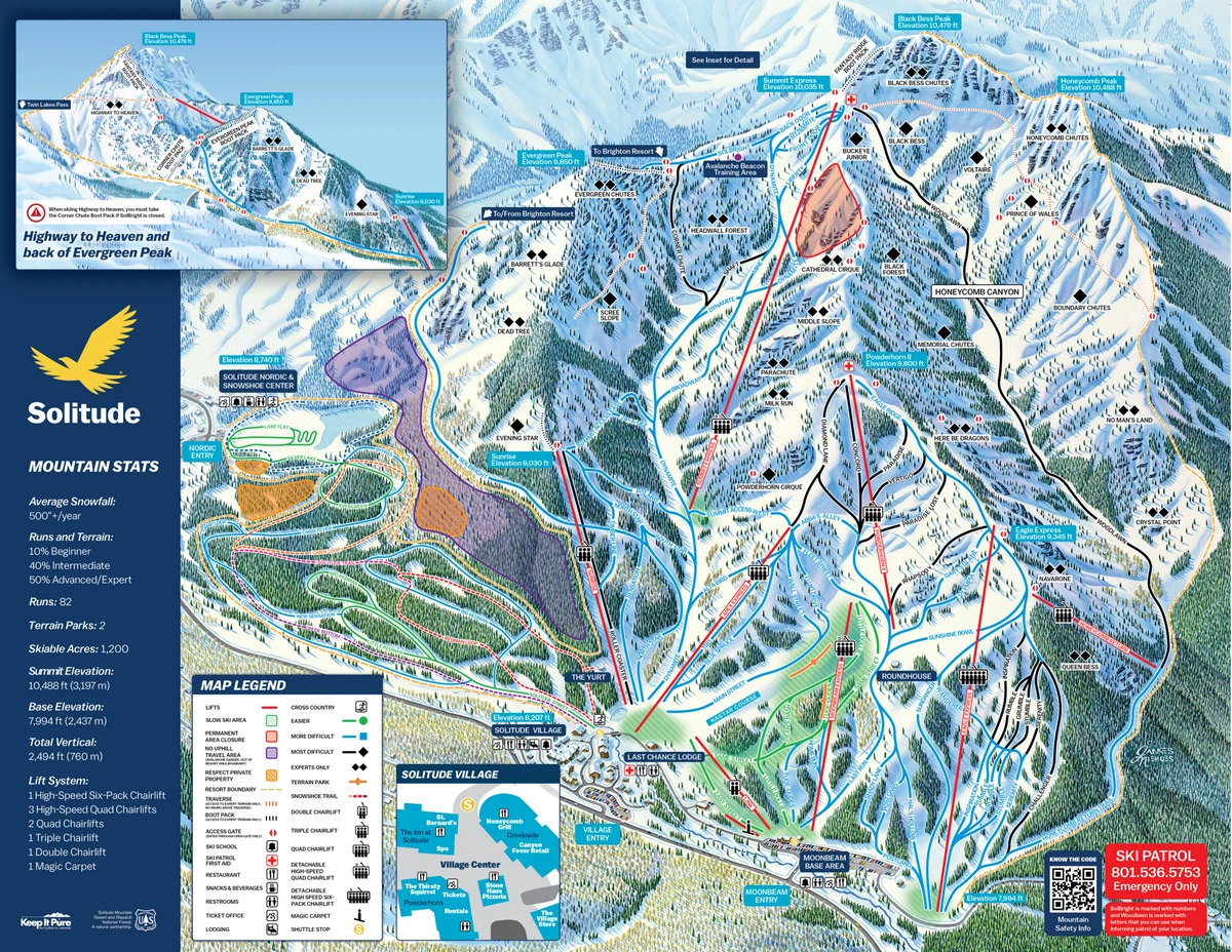 Official piste map · Solitude · 2025–2026 — ski runs and lifts