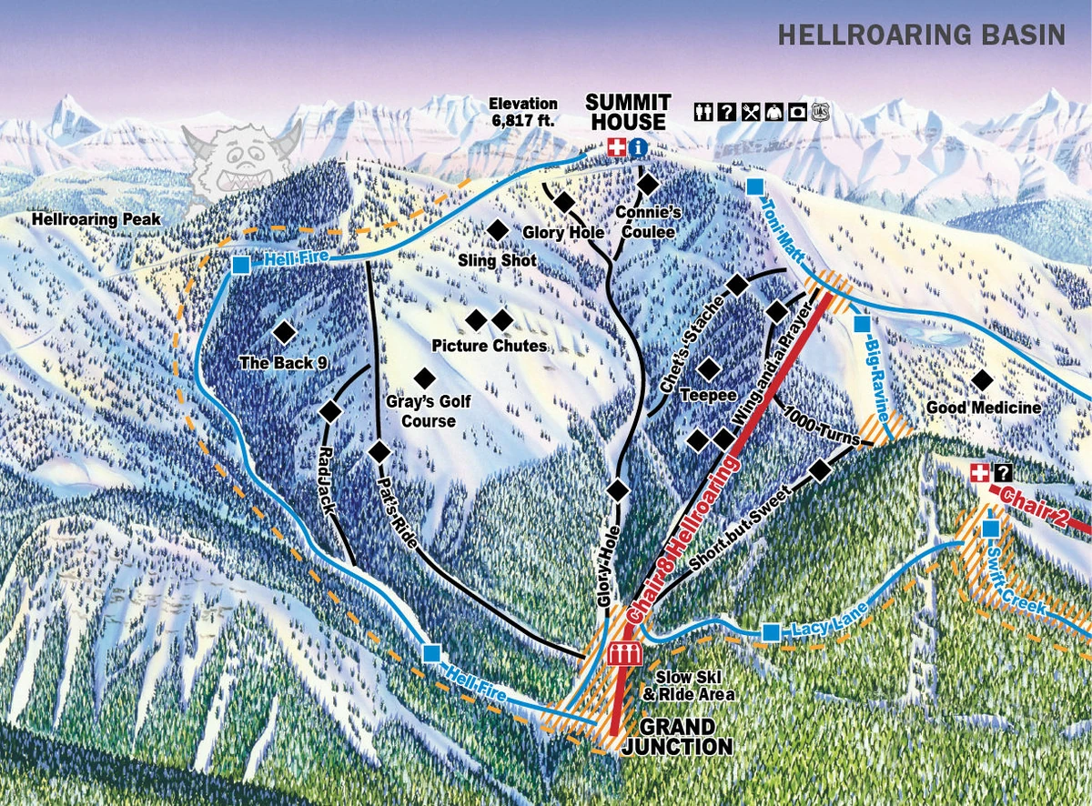 Official piste map · Whitefish Mountain · 2024–2025 · Hellroaring Basin — ski runs and lifts