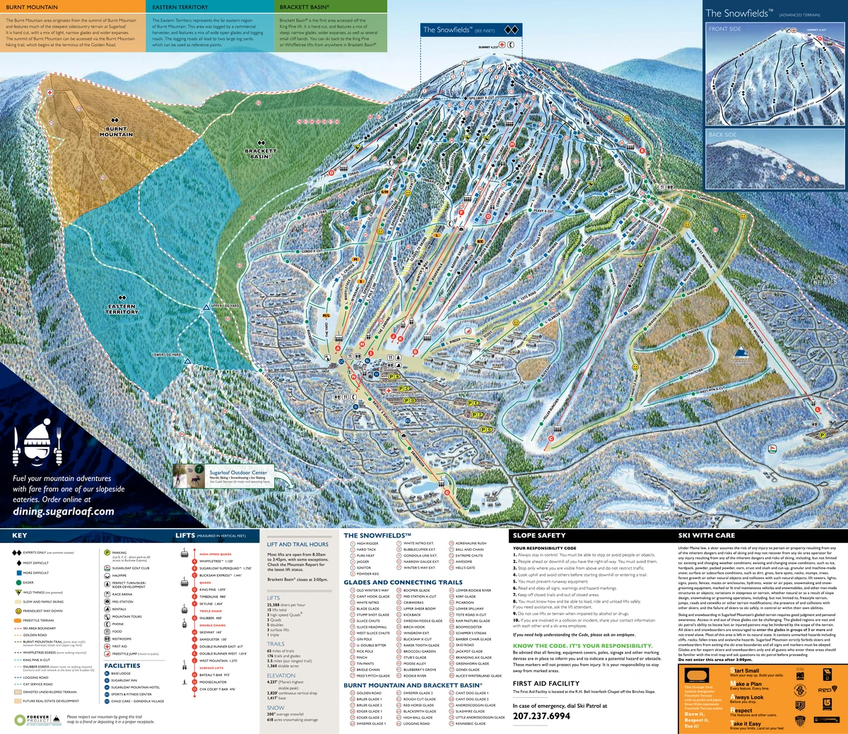 Official piste map · Sugarloaf · 2025 — ski runs and lifts