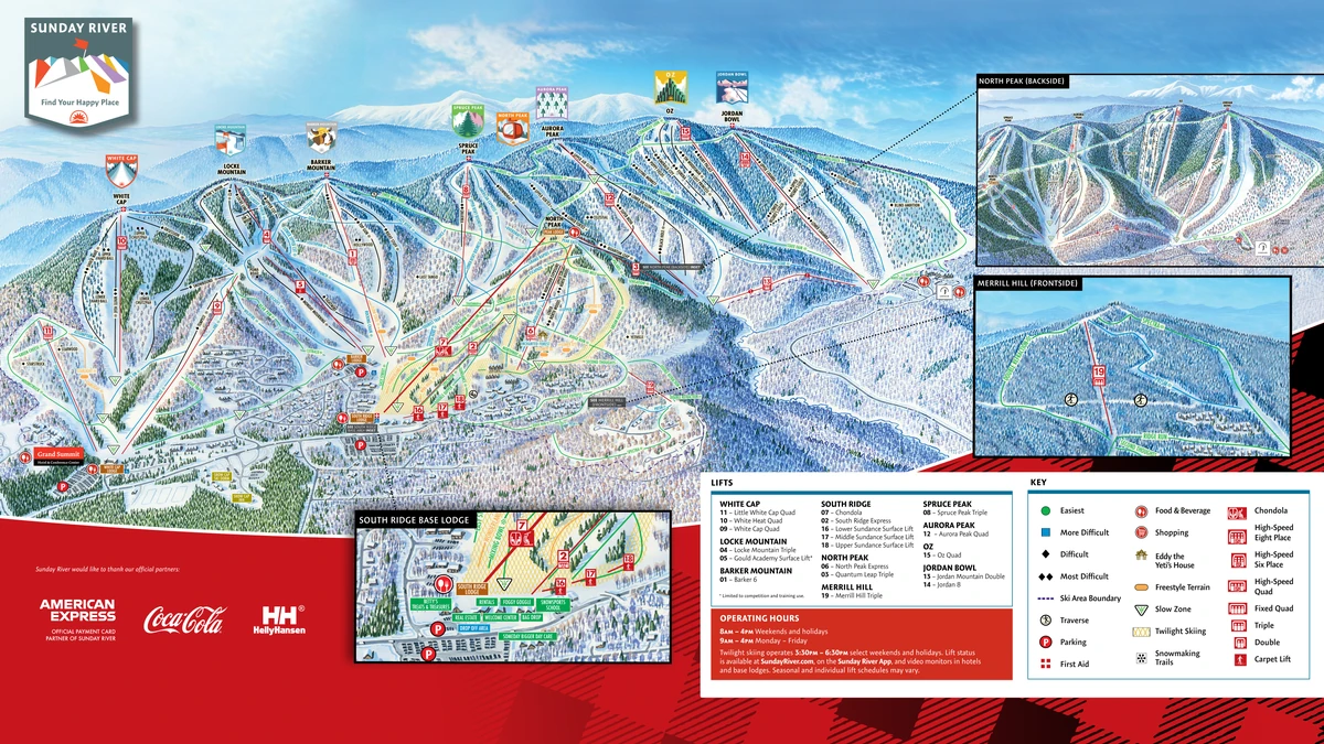 Official piste map · Sunday River · 2023 — ski runs and lifts