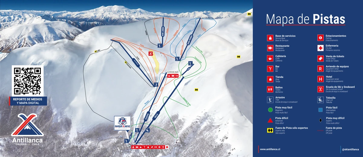 Official piste map · Estación Esquí Antillanca — ski runs and lifts