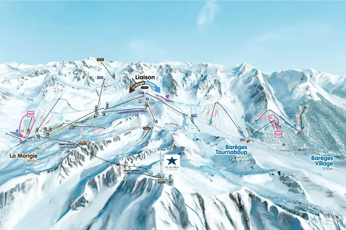 Official piste map · Grand Tourmalet — ski runs and lifts