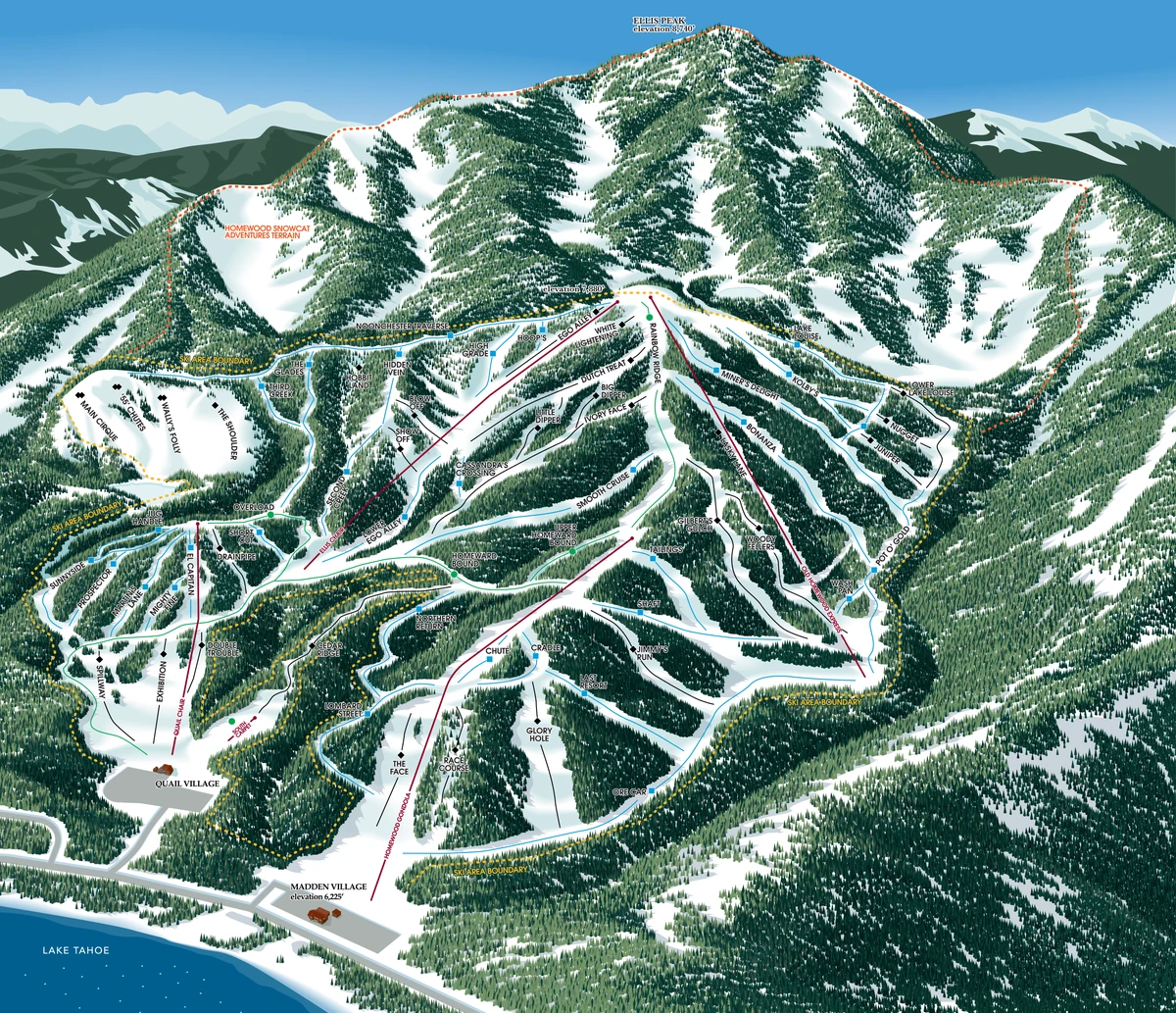 Official piste map · Homewood Ski Area — ski runs and lifts
