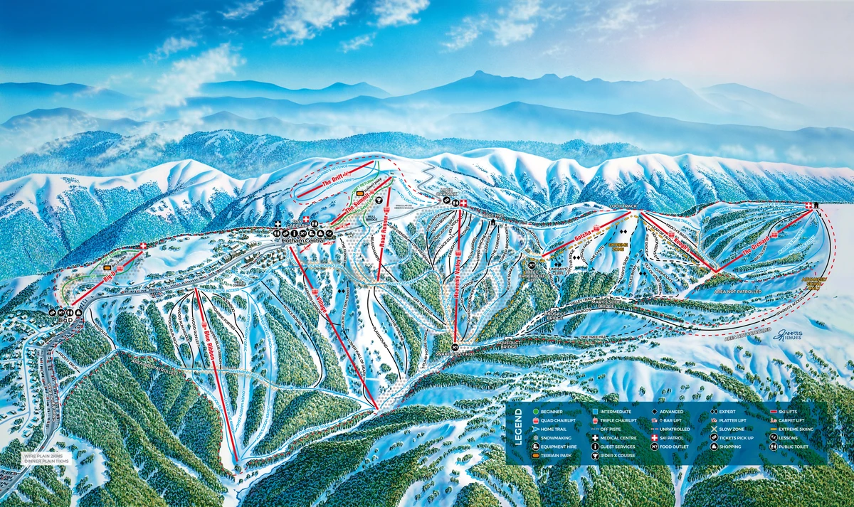 Official piste map · Hotham — ski runs and lifts