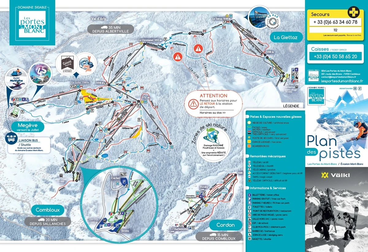 Official piste map · Les Portes du Mont-Blanc — ski runs and lifts