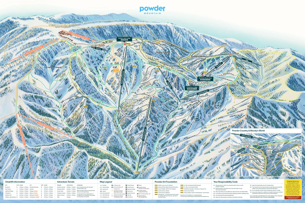 Official piste map · Powder Mountain Ski Resort — ski runs and lifts