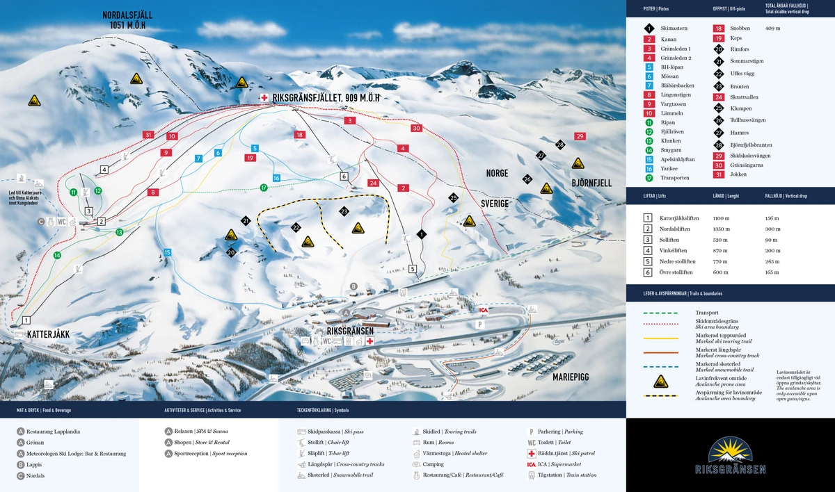 Official piste map · Riksgränsen — ski runs and lifts