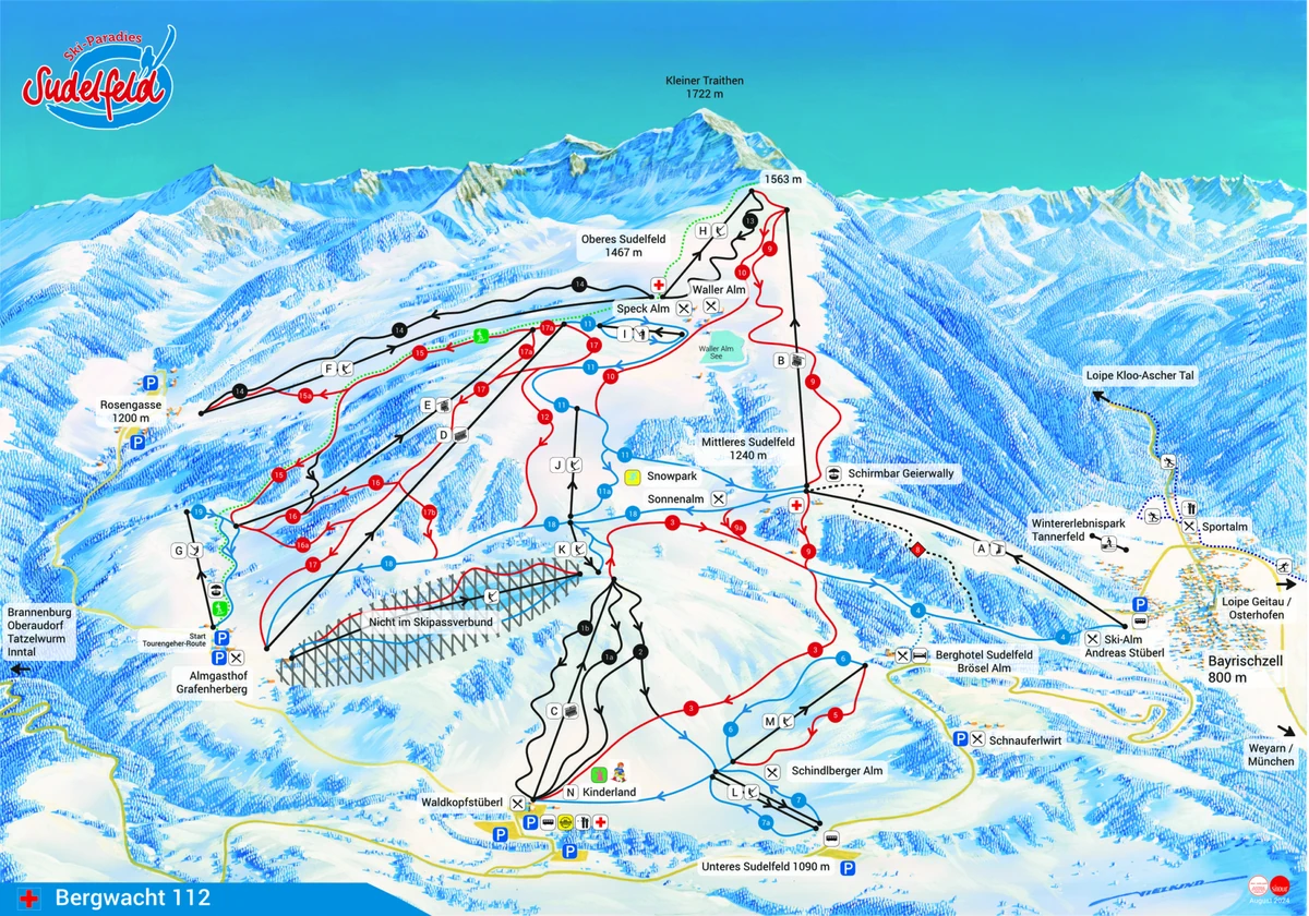 Official piste map · Sudelfeld - Bayrischzell — ski runs and lifts