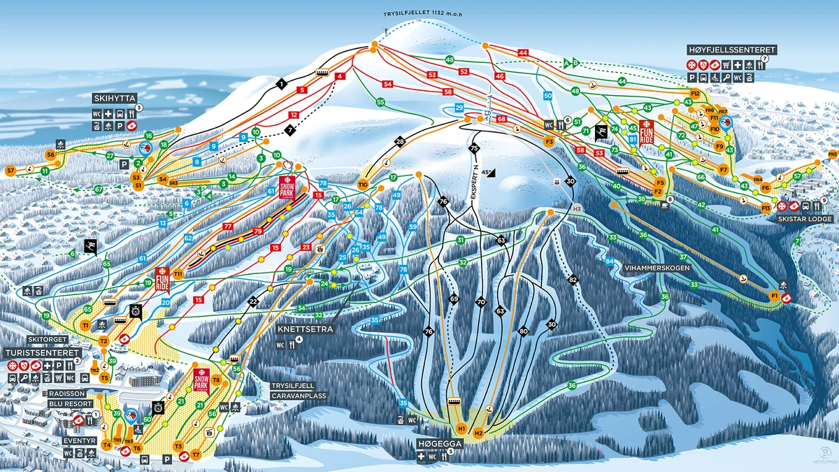 Official piste map · Trysil — ski runs and lifts