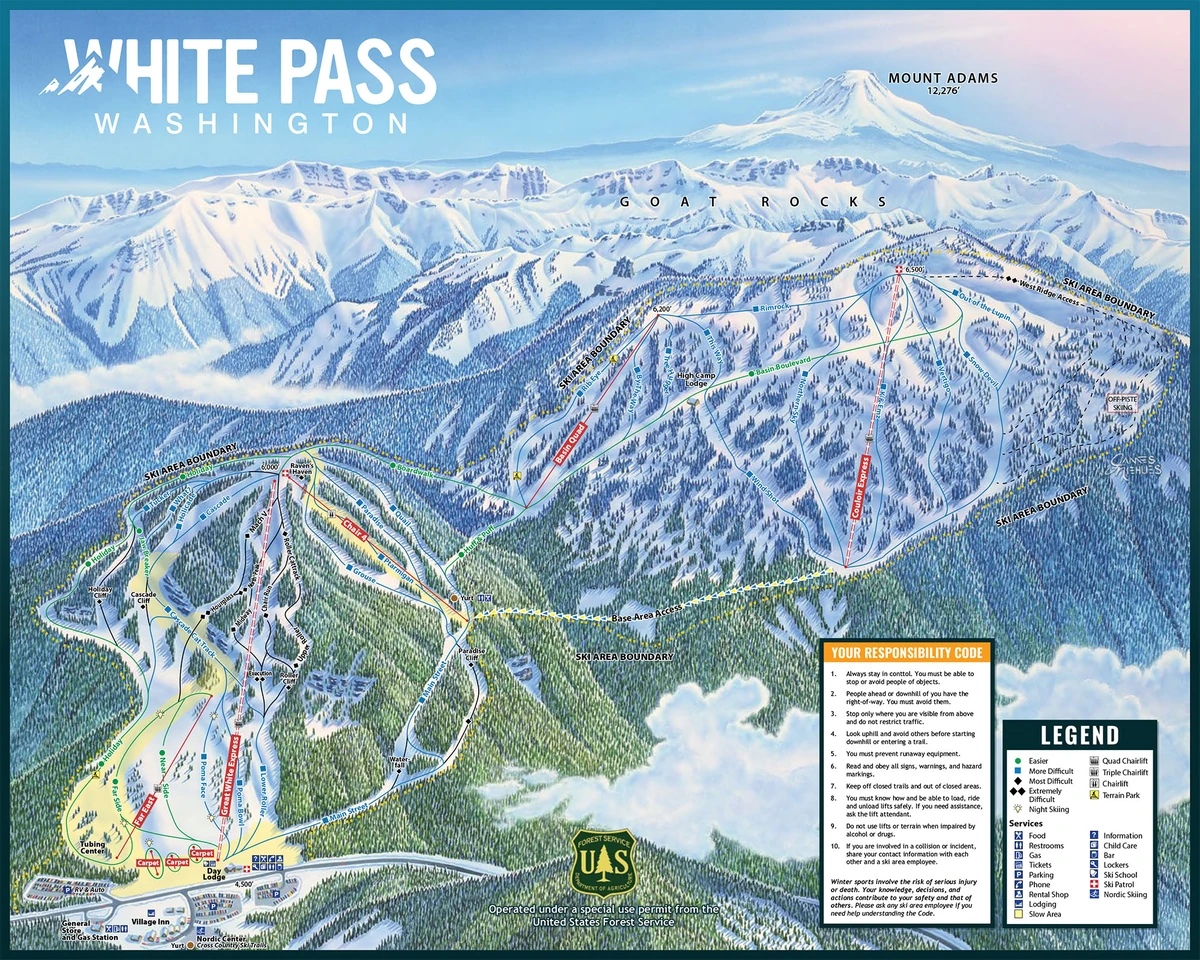 Official piste map · White Pass Ski Area — ski runs and lifts