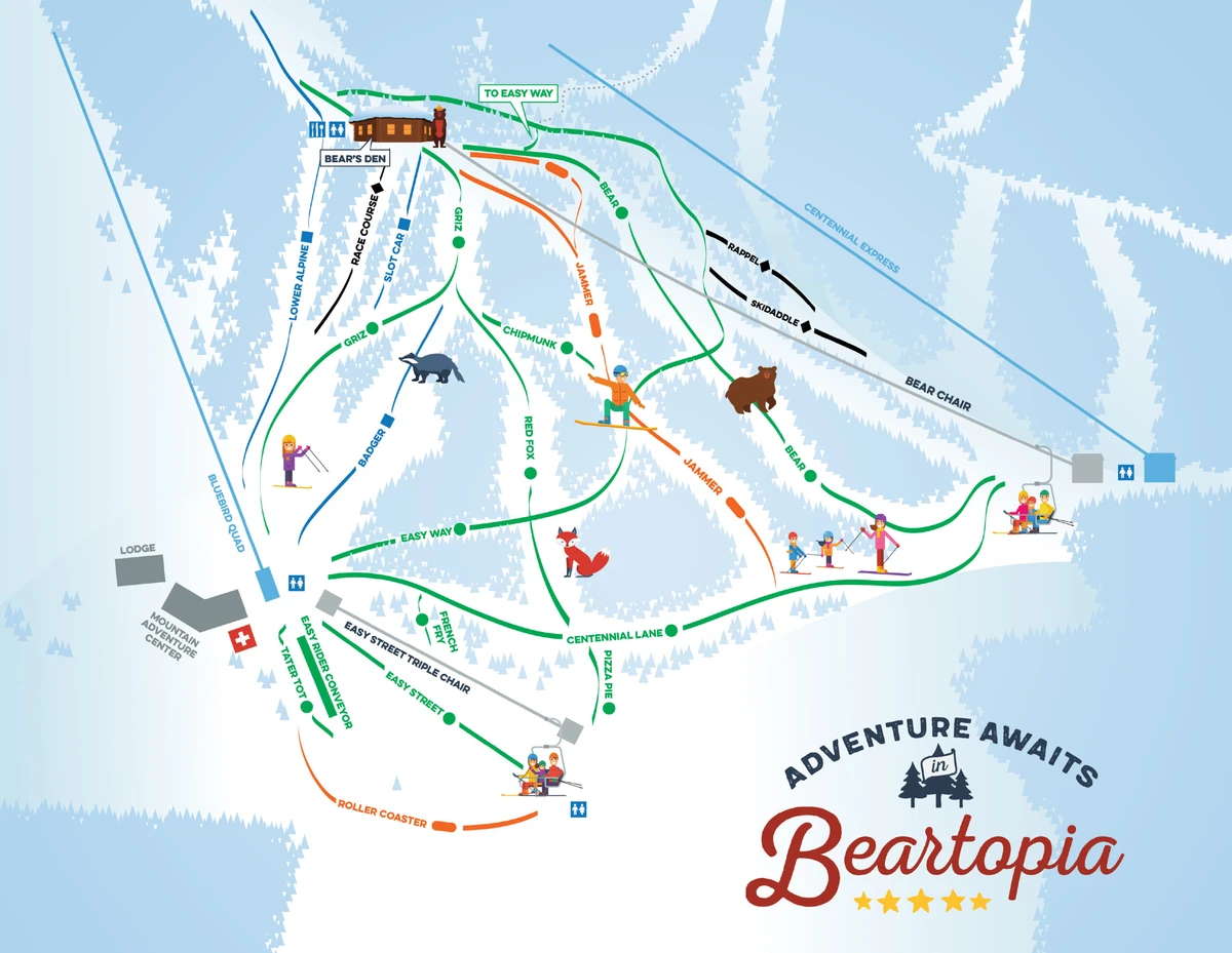 Official piste map · Brundage Mountain · 2025 · Beartopia — ski runs and lifts